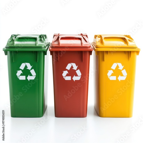 Public recycling bin isolate on white background, environmental symbol,