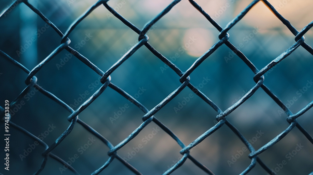 chain-link fence stands out against a softly blurred background, symbolizing boundaries, separation, and the contrast between freedom and confinementv chain-link fence stands out against a softly blurred background, symbolizing boundaries, separation, and the contrast between freedom and confinementv