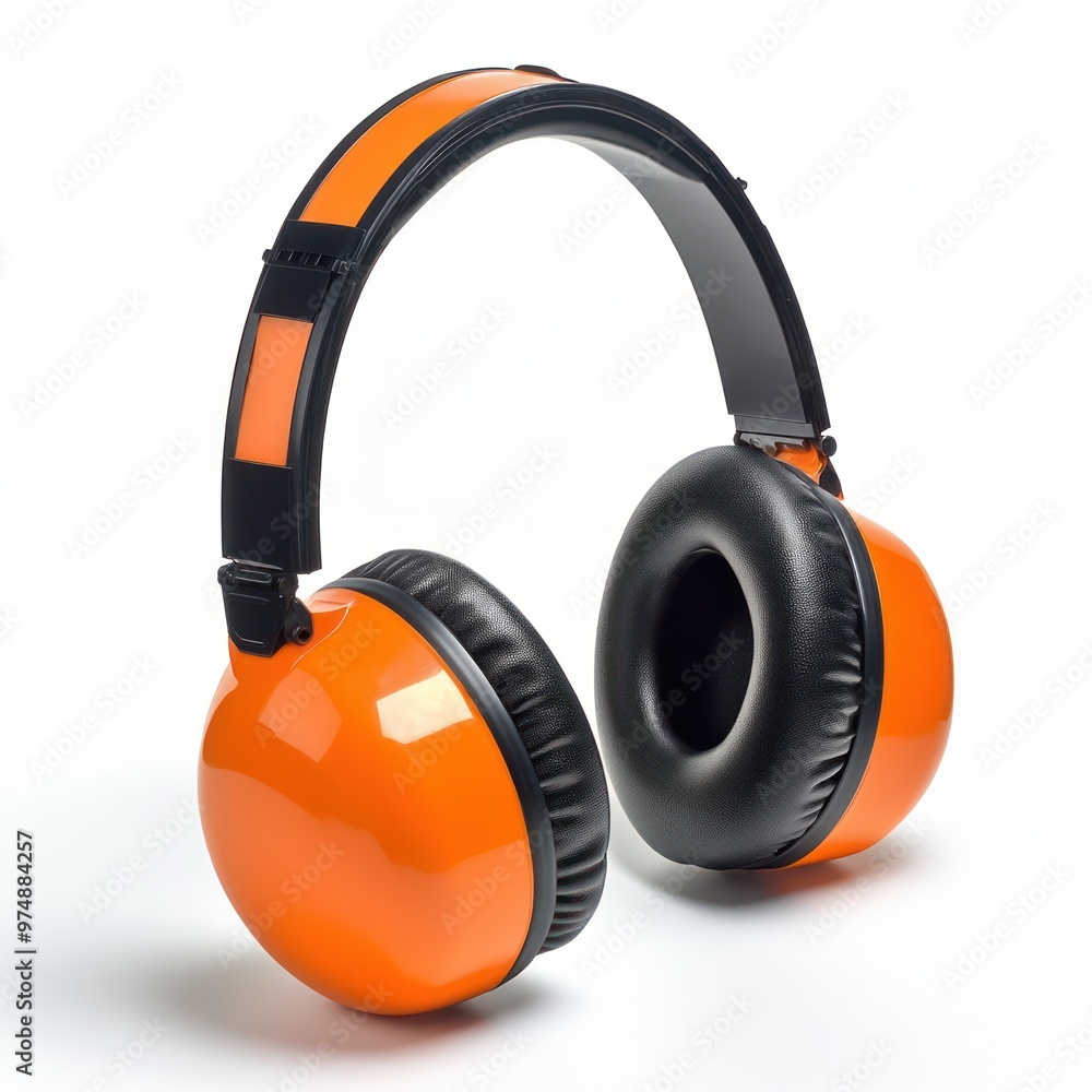 Safety ear muffs used in construction isolated on white background Safety ear muffs used in construction isolated on white background