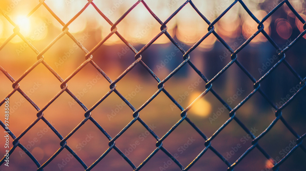 chain-link fence stands out against a softly blurred background, symbolizing boundaries, separation, and the contrast between freedom and confinement chain-link fence stands out against a softly blurred background, symbolizing boundaries, separation, and the contrast between freedom and confinement