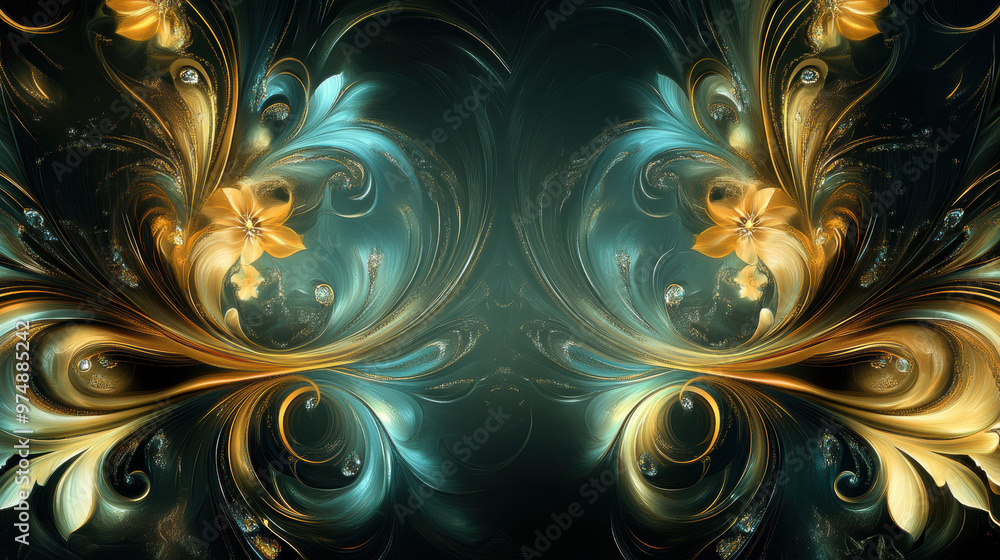 Golden Floral Swirls.