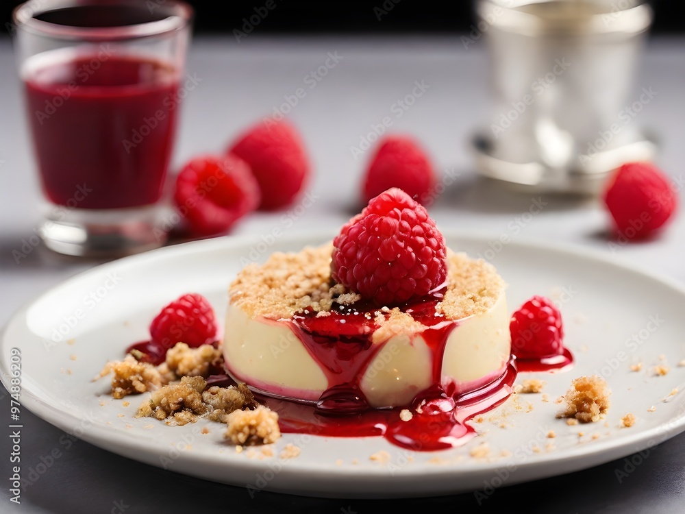 Cake dessert with lots of red strawberry syrup Cake dessert with lots of red strawberry syrup