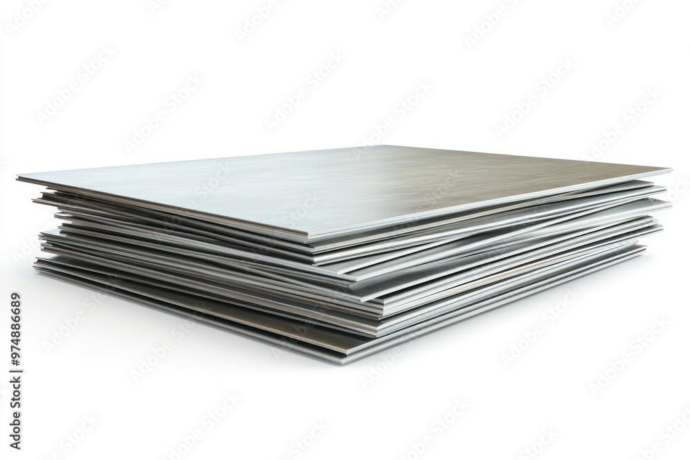 Stack of sheet metal for construction isolated on white background Stack of sheet metal for construction isolated on white background