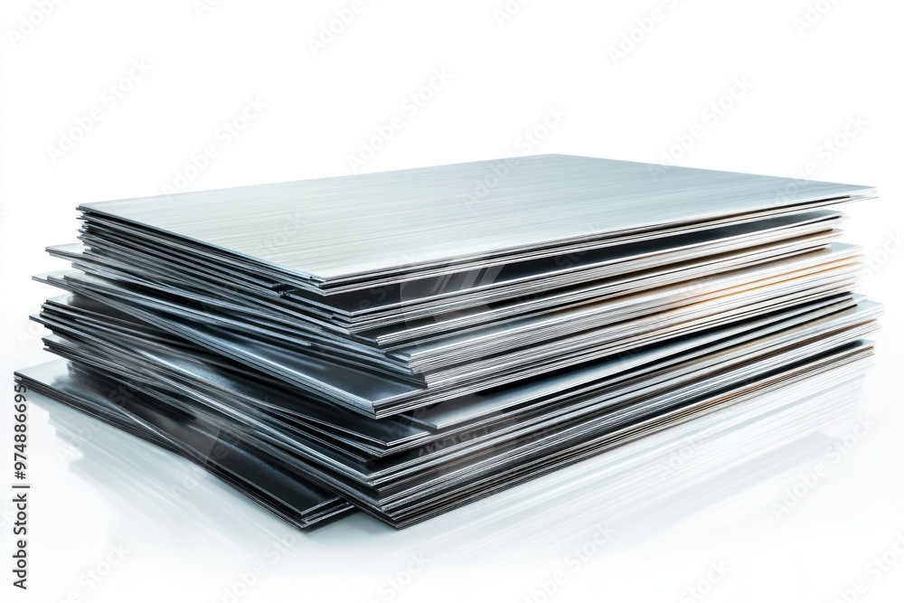 Stack of sheet metal for construction isolated on white background Stack of sheet metal for construction isolated on white background