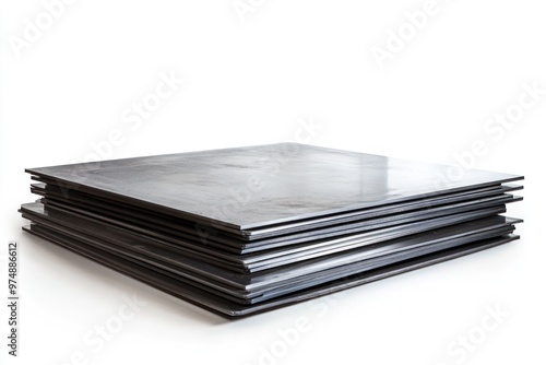 Stack of sheet metal for construction isolated on white background