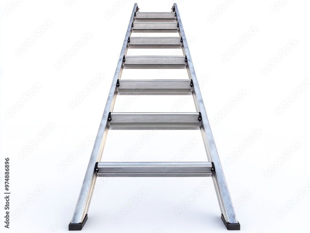 Steel ladder isolated on white background, perspective view