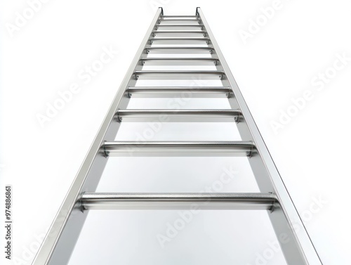Steel ladder isolated on white background, perspective view