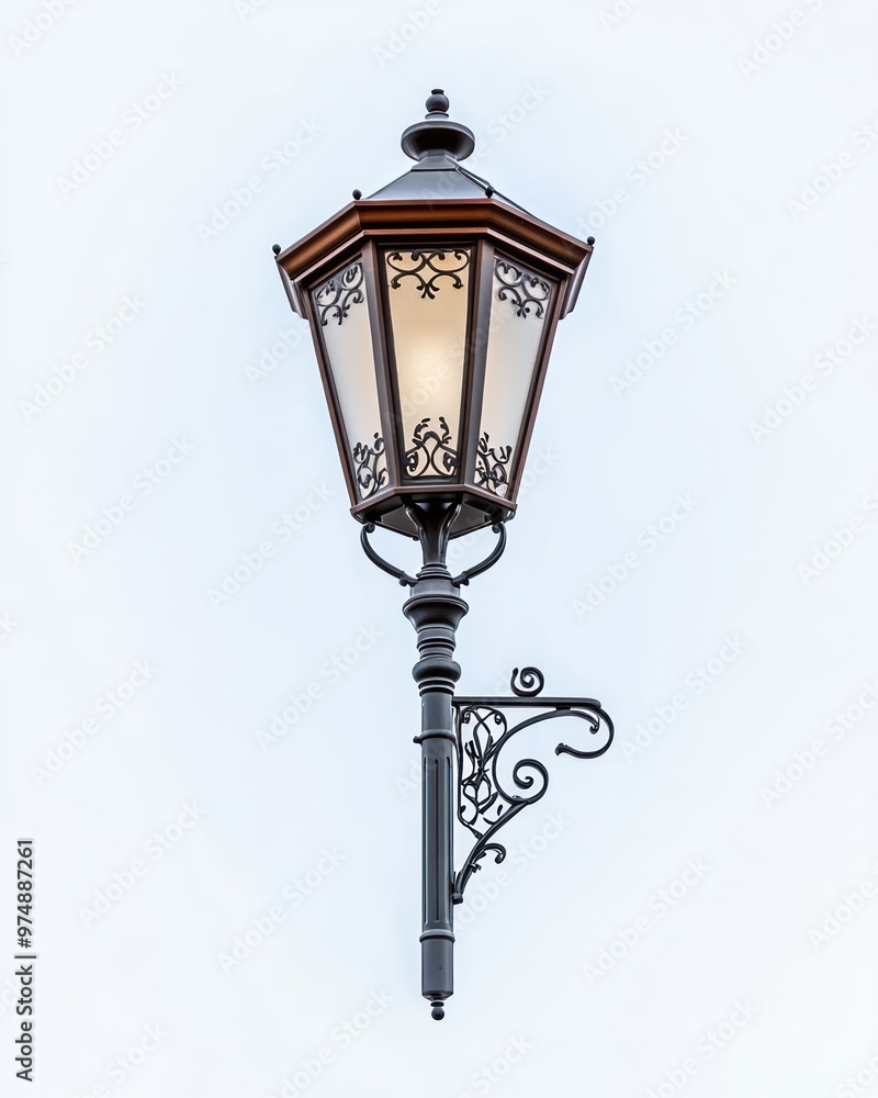 Street lamp isolate on white background, classic design, Street lamp isolate on white background, classic design,