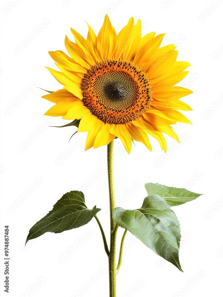 Obraz premium Sunflower isolate on white background, bright yellow petals,