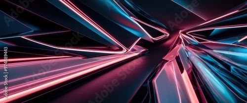 Wallpaper Mural Vibrant abstract composition featuring dynamic neon lines and shapes, creating a futuristic atmosphere well-suited for technology or digital art projects. Torontodigital.ca