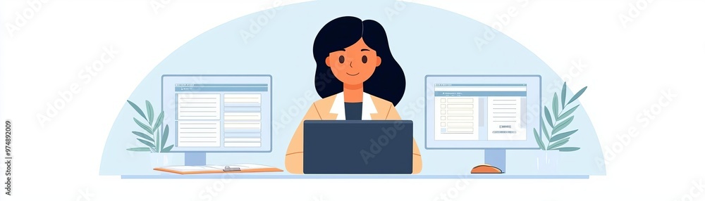 Loan servicer working in an office environment Loan servicer working in an office environment