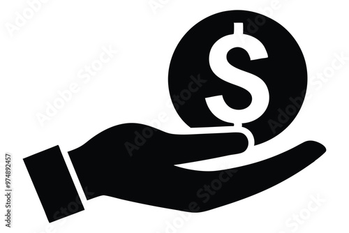 hand holding dollar sign creative silhouette illustration