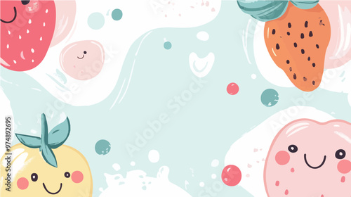 A charming and vibrant graphic with happy fruits, perfect for children's prints, packaging, or playful decor.