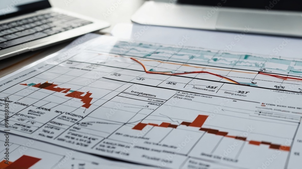 Close-Up of Financial Document with Graphs and Charts on Office Table Close-Up of Financial Document with Graphs and Charts on Office Table