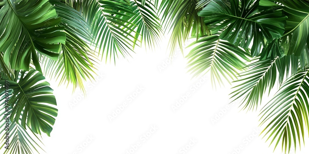 Tropical Palm Leaves Frame on White Background - Minimalistic Design for Graphic Projects Tropical Palm Leaves Frame on White Background - Minimalistic Design for Graphic Projects