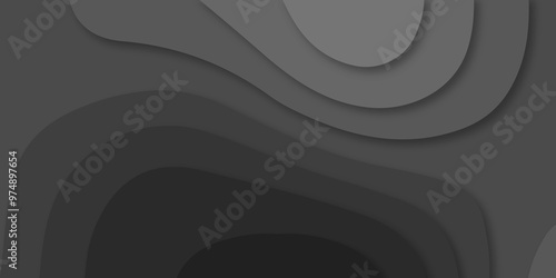 Abstract wave carve diamond topography line circle creative 3d papercut dark black backdrop background vector. Luxury black wave and empty space for texture art design.
