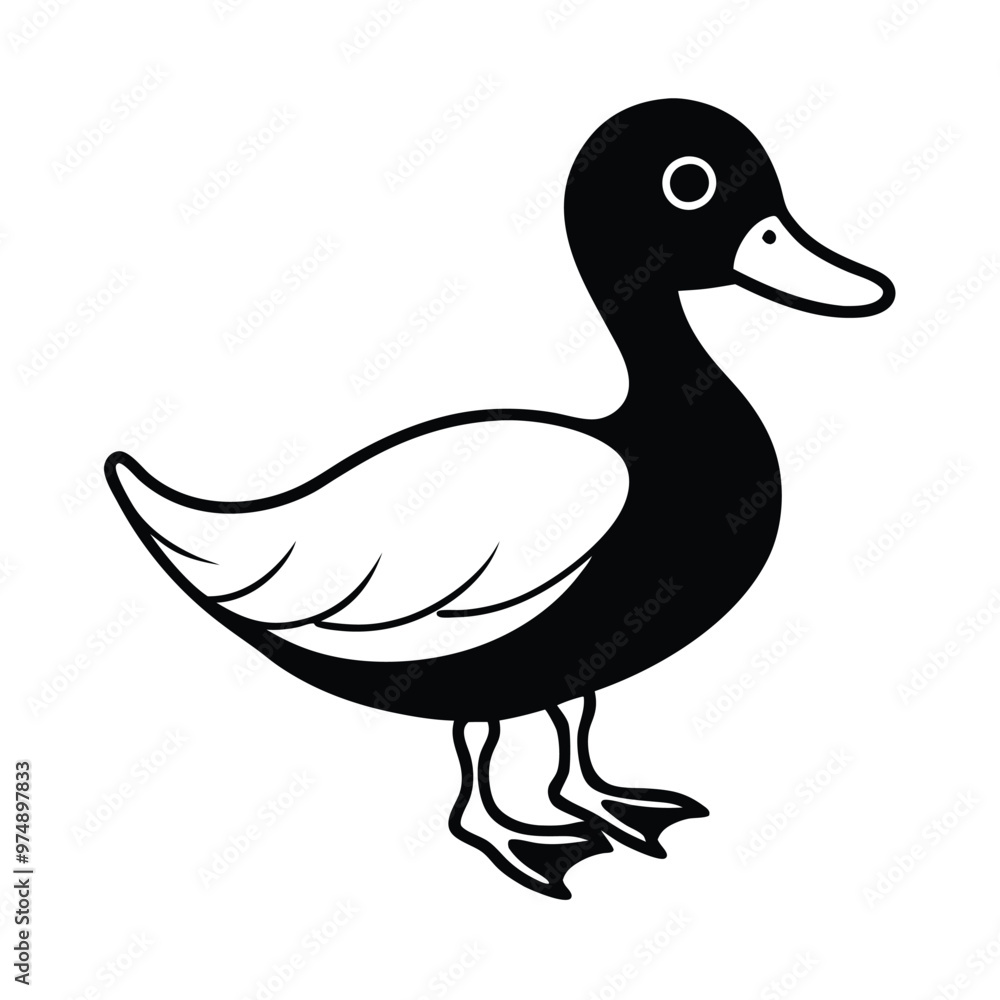 a cute Duck, vector silhouette illustration, isolated white background, a cute Duck, vector silhouette illustration, isolated white background,