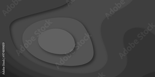 Abstract wave carve diamond line circle creative 3d papercut dark black backdrop background vector. Luxury black wave and empty space for texture art design.