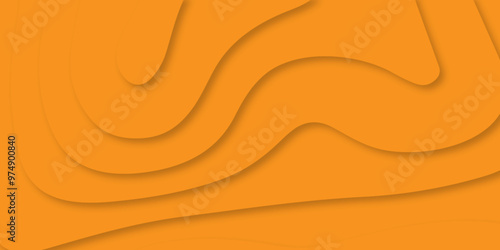 Vector wave carve diamond topography line circle creative 3d papercut orange background. Luxury white wave and empty space for texture art design.