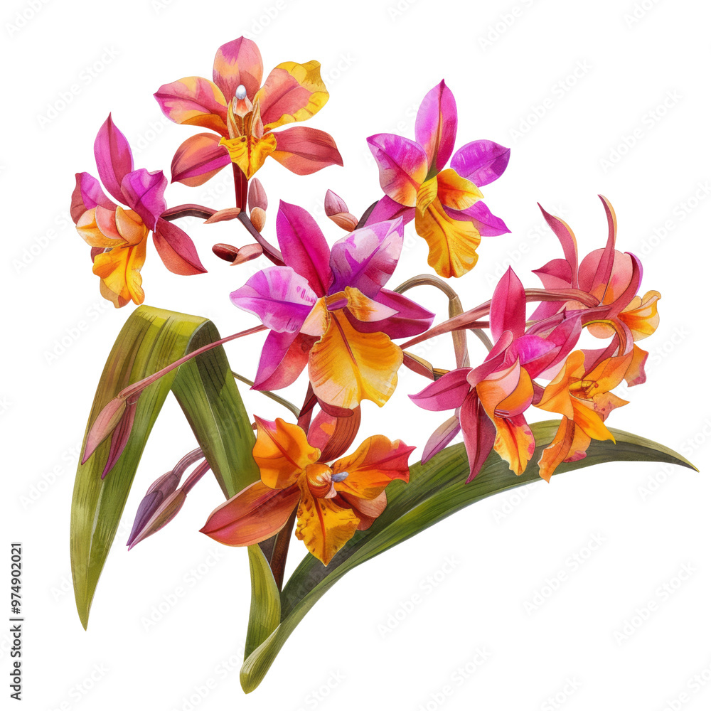 Fototapeta premium Orchid bouquet on white background