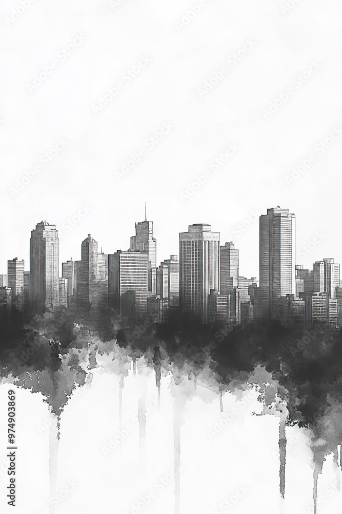 Fototapeta premium Wau, South Sudan, black and white pen pencil hand-drawn effect portrait drawing illustration for travel poster, card, wallpaper, backdrop or banner. Modern, clear, artistic and simple