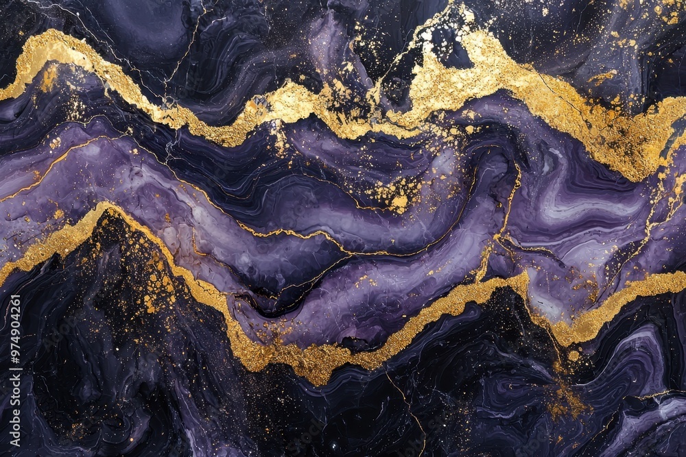 A marble background featuring rich purple and gold colors, creating an elegant and luxurious effect........ A marble background featuring rich purple and gold colors, creating an elegant and luxurious effect........