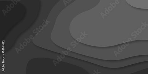 Abstract wave carve diamond line circle creative 3d papercut dark black backdrop background vector. Luxury black wave and empty space for texture art design.