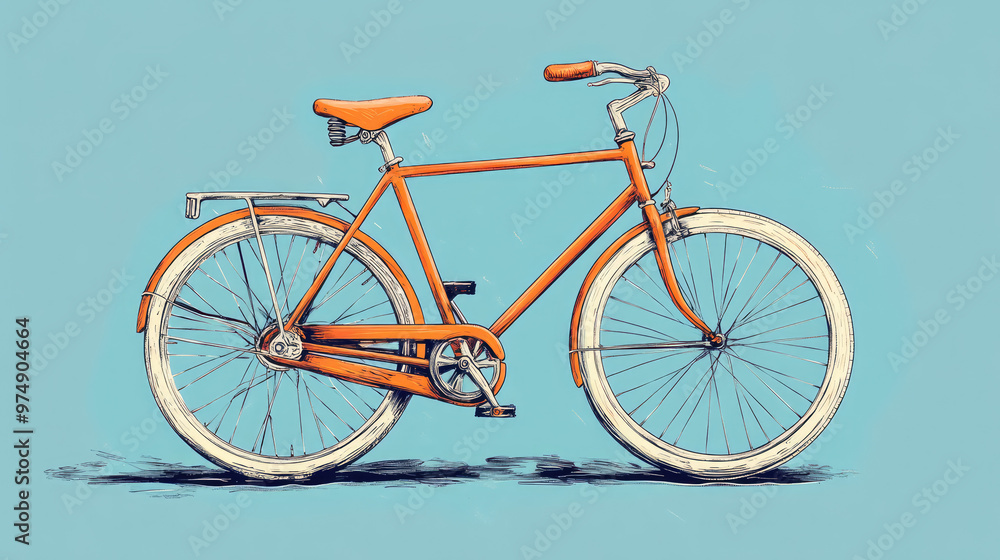 Fototapeta premium the illustration of a red road bike on the solid blue background