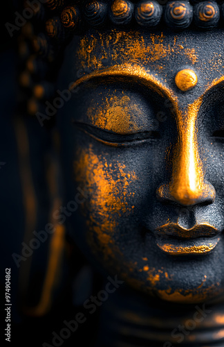 Primer plano cara figura de buda