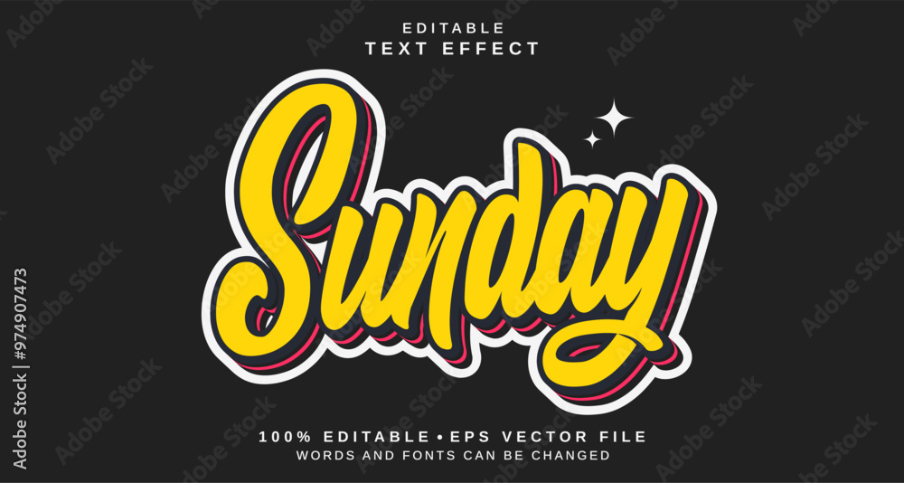 Editable text style effect - Sunday text style theme. Editable text style effect - Sunday text style theme.