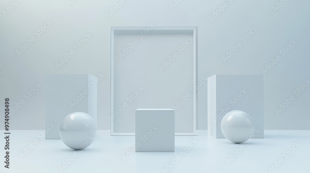 Abstract 3D of minimalist geometric shapes representing business communication, collaboration, and simplicity. Abstract 3D of minimalist geometric shapes representing business communication, collaboration, and simplicity.