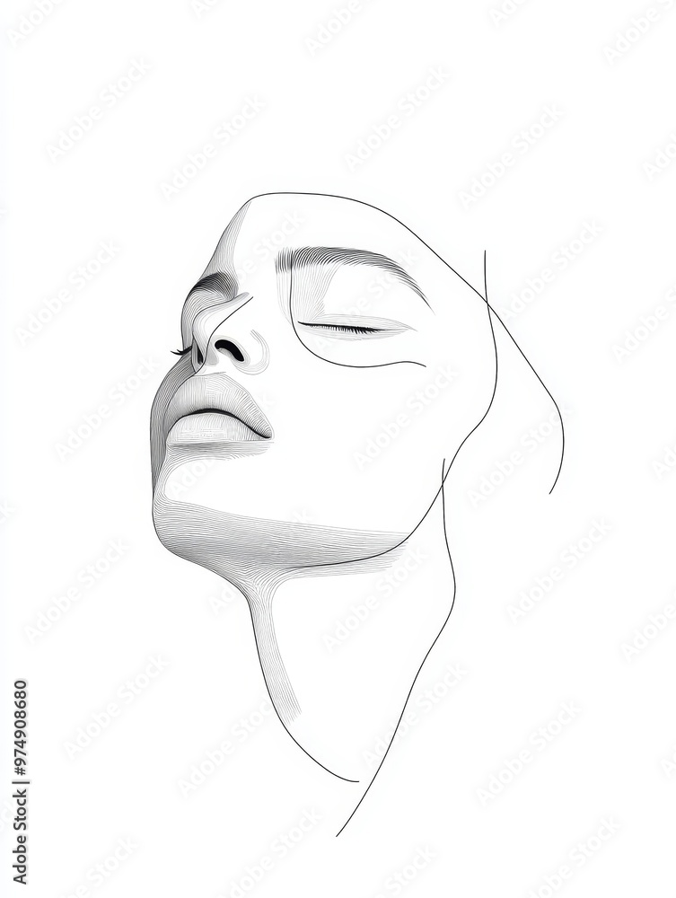 Abstract Line Art Portrait of a Face, featuring a minimal and stylish depiction of a woman's face. The artwork evokes feelings of beauty, serenity, and elegance, and suggests themes of simplicity, nat Abstract Line Art Portrait of a Face, featuring a minimal and stylish depiction of a woman's face. The artwork evokes feelings of beauty, serenity, and elegance, and suggests themes of simplicity, nat