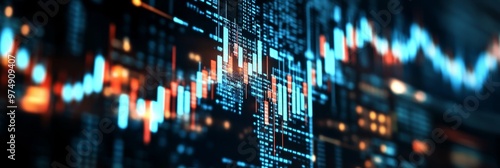 Wallpaper Mural Digital abstract representation of financial data depicting growth, volatility, trends, and market fluctuations. Torontodigital.ca