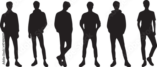 men in different pose silhouette design vector art illustration