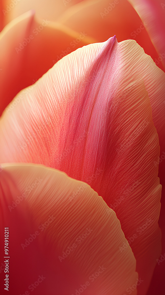 Close-up of tulip petals in warm tones, macro floral photography, abstract petal texture, soft orange and red hues, botanical detail Close-up of tulip petals in warm tones, macro floral photography, abstract petal texture, soft orange and red hues, botanical detail