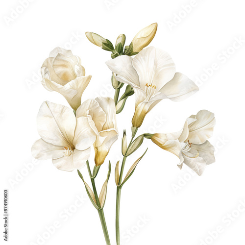 Beautiful white bouquet of tulips and lilies, a spring floral display