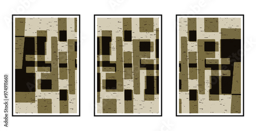 Set of 3 Abstract pattern. Illustration for printing on wall decorations. For use in graphics.