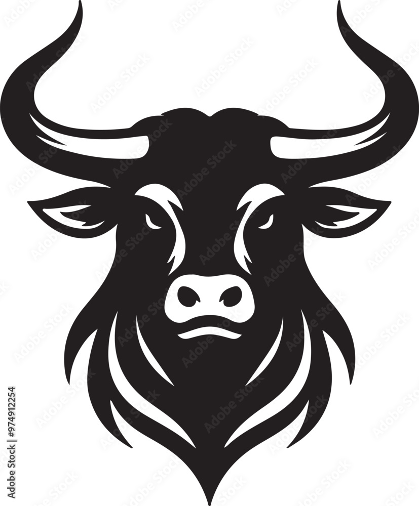 Fototapeta premium Creative bull head logo silhouette illustration