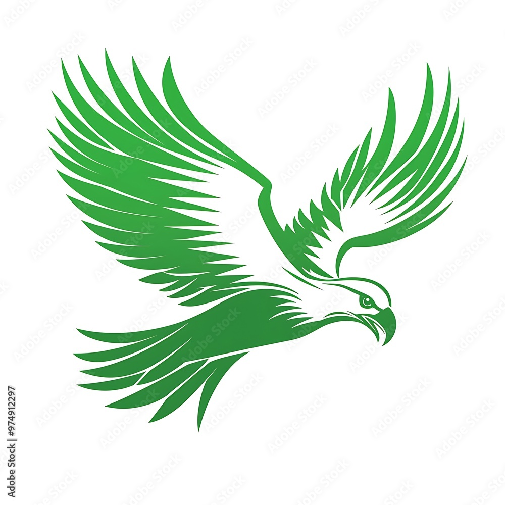 Green Eagle Hawk Falcon Bird Flying Vector Illustration Green Eagle Hawk Falcon Bird Flying Vector Illustration