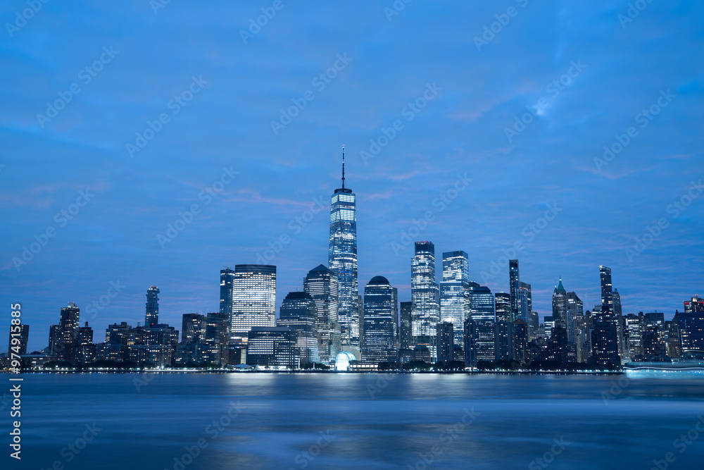 Obraz premium New York City skyline during the sunrise, NewYork, United states of America. USA