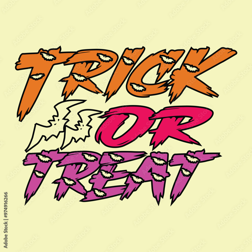 Fototapeta premium trick or treat lettering concept design vector illustration art.