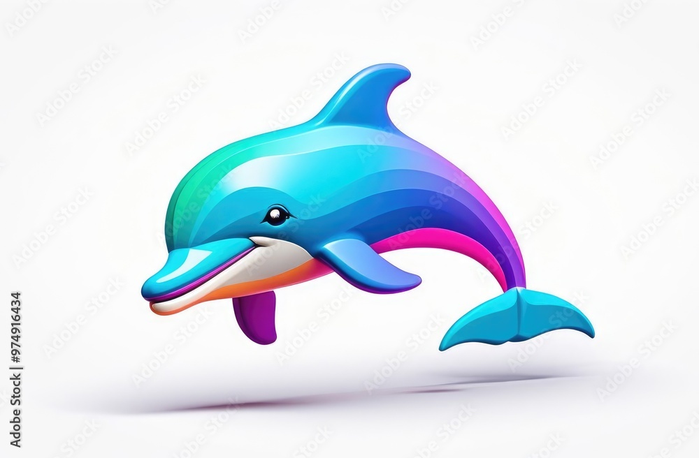 3d Dolphin on a white background, jump, plastic. Cartoon illustration. 3d Dolphin on a white background, jump, plastic. Cartoon illustration.
