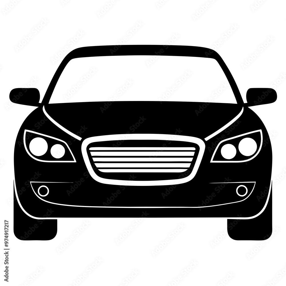 Black car front silhouette illustration with copy space Black car front silhouette illustration with copy space