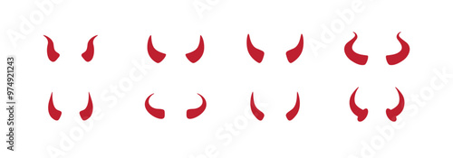 Devil horn Vector icon red Template design. Demon satan horns symbol