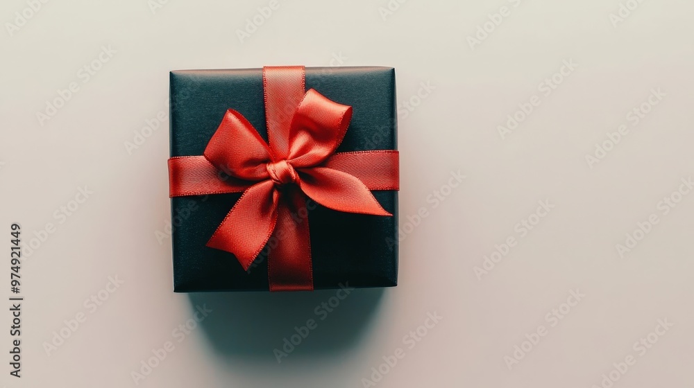 Elegant Gift Box with Red Ribbon on White Background, Ideal for Celebrations and Special Occasions Elegant Gift Box with Red Ribbon on White Background, Ideal for Celebrations and Special Occasions