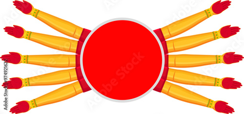Goddess Durga ten hands in Happy Durga Puja Subh Navratri banner background