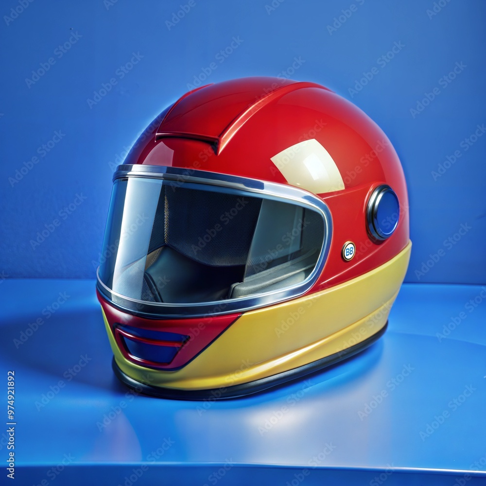 a 3D rendering of a red motorcycle helmet on a red background. The helmet is in the center of the image and is positioned in a way that it is facing towards the left side of the frame a 3D rendering of a red motorcycle helmet on a red background. The helmet is in the center of the image and is positioned in a way that it is facing towards the left side of the frame