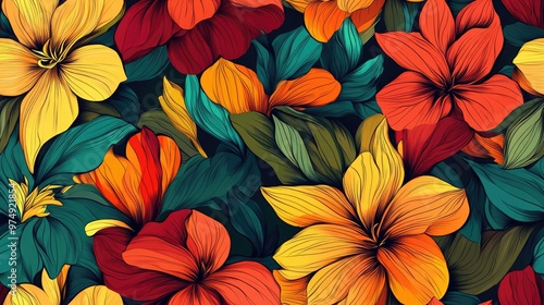 Vibrant floral pattern with colorful design