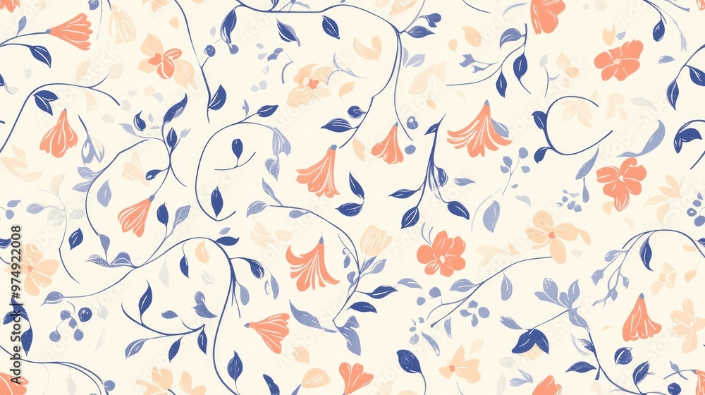 Seamless Floral Pattern in Liberty Style featuring Ditsy Romantic Vintage Ornaments with Small Bellflowers and Swirls in Soft Colors Adorable Motif suitable for Wallpaper Textiles Fabric and Appare Seamless Floral Pattern in Liberty Style featuring Ditsy Romantic Vintage Ornaments with Small Bellflowers and Swirls in Soft Colors Adorable Motif suitable for Wallpaper Textiles Fabric and Appare