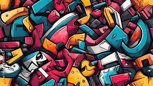 Hand drawn graffiti illustration that produces visually striking and contemporary artwork suitable for various applications including commercial design and personal expression